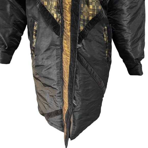 Vintage 1980s Braetan Patchwork Winter Coat with Faux Fur Hood – Size S - Picture 3 of 8
